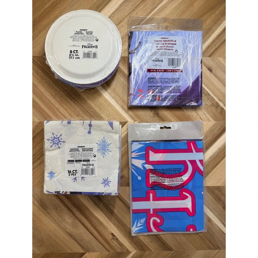 Disney Frozen 2 Party Supplies Plates Napkins Tablecover‎ Door Poster NEW 99 Pcs